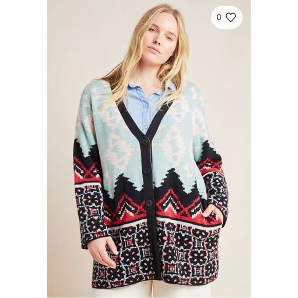 NEW Anthropologie Luxury Aldomartins Alpine Ski Nordic Cardigan Sweater X-Small - Picture 5 of 9